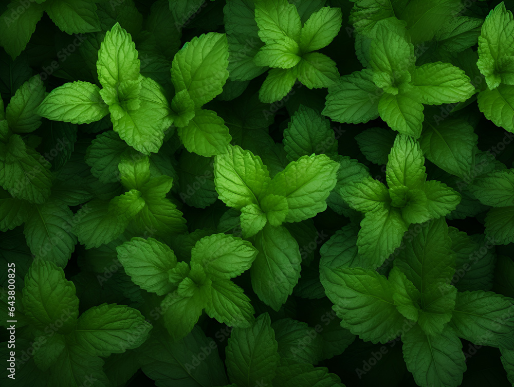 Close up of fresh mint leaves, natural green background Close up of fresh mint leaves, natural green background