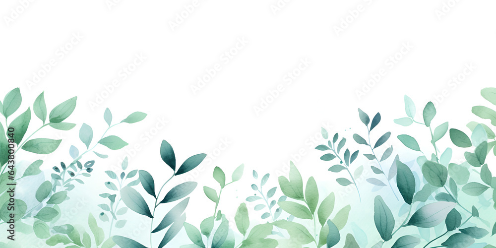 Obraz premium Watercolor illustration of mint leaves frame on white background with copy space