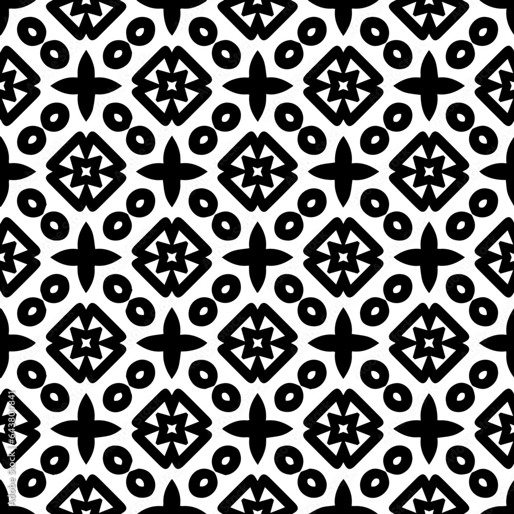 White background with black pattern. Seamless texture for fashion, textile design,  on wall paper, wrapping paper, fabrics and home decor. Simple repeat pattern.