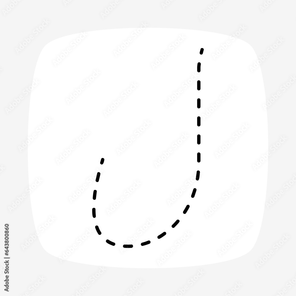 Urdu Alphabet Character "laam" in Dotted Style isolated on white