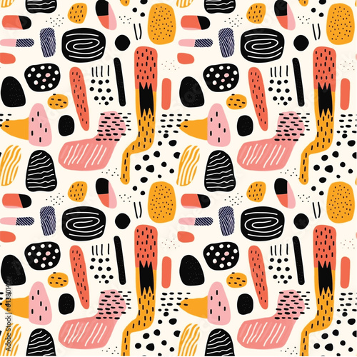 Seamless abstract pattern 70s and 80s inspired background design