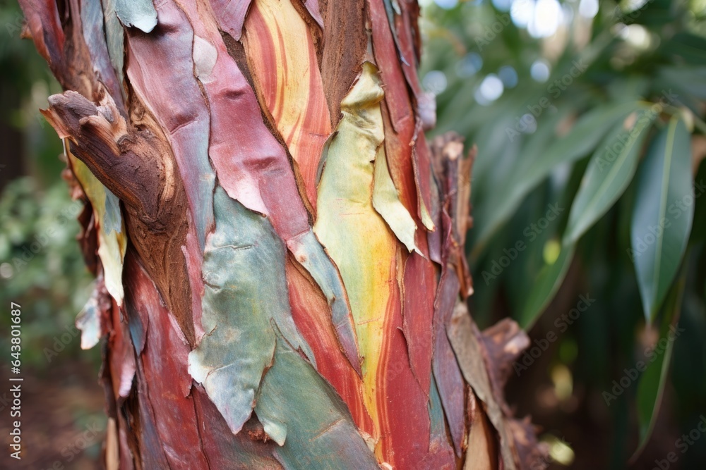 a rainbow eucalyptus tree shedding its bark