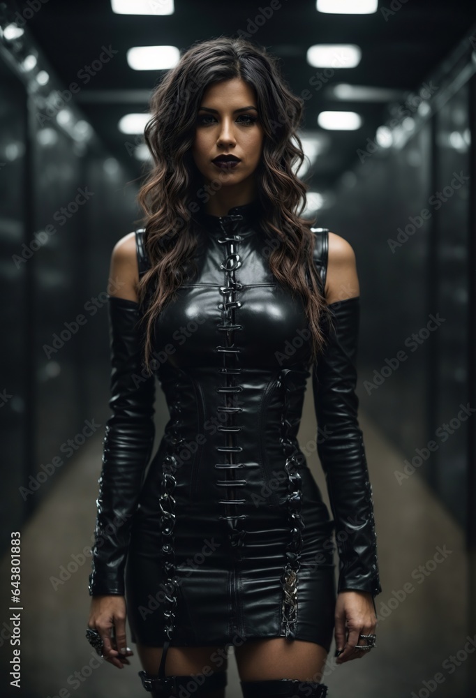 Fetish Portrait Young Adult Woman With Long Brown Hair And Leather fetish-portrait-young-adult-woman-with-long-brown-hair-and-leather