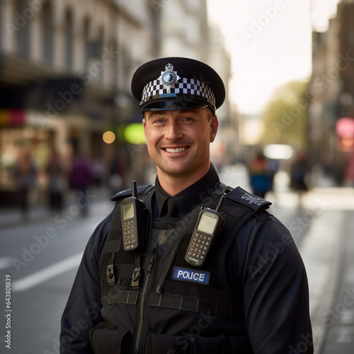 Smiling british police officer