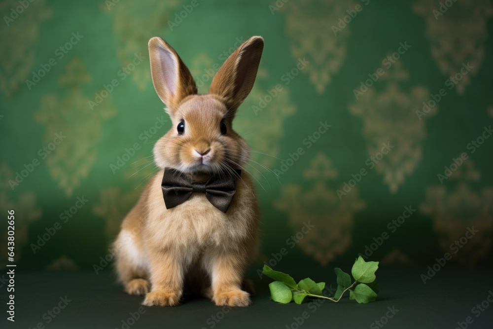 Fototapeta premium rabbit sitting with a miniature bow tie