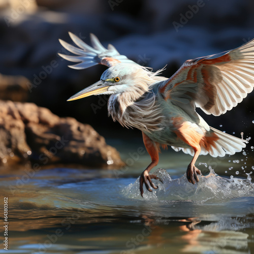 Western reef egret flying with style realistic 