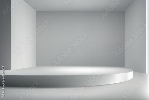 3d realistic empty stage on show room background.