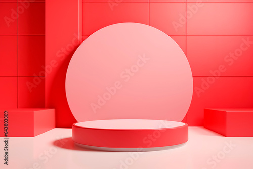 pedestal vermelho 3d render 