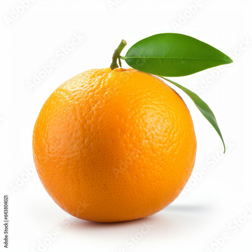 orange with leaf isolated in a white background