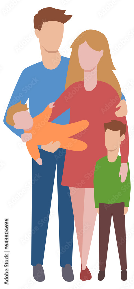 Obraz premium Stay at home with family. Call people to comply quarantine against virus. illustration.