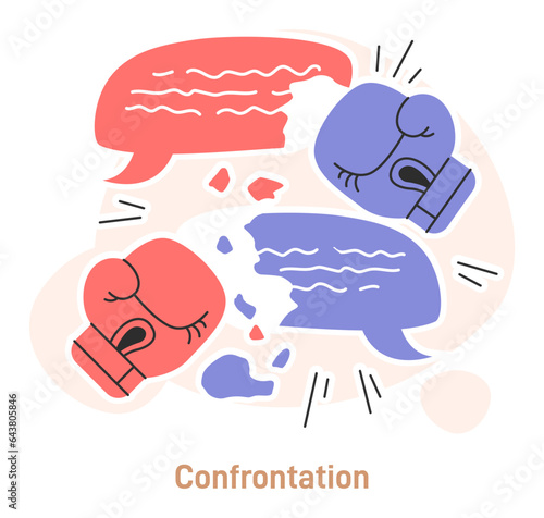 Conflict between coworkers. Tensed argument of two employees. Confrontation