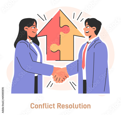 Conflict management. Character with conflict resolution skill. Person