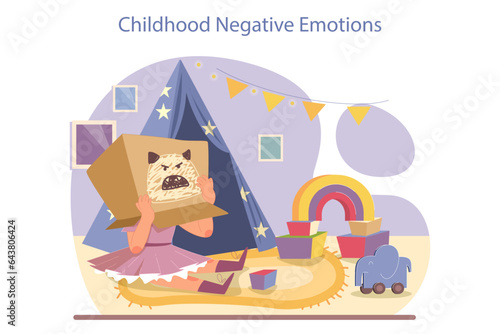 Children negative emotions. Little girl expressing anger or irritation.