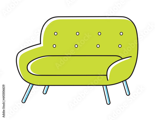 Green sofa isolated vector illustration