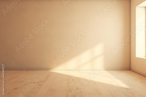 Sunlight falling into an empty room with a mock up wall.