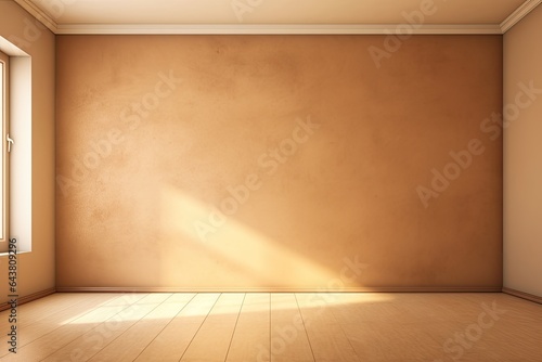 Sunlight falling into an empty room with a mock up wall. © Simon