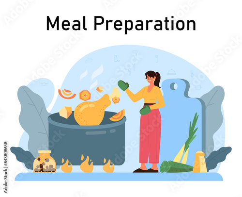 Proper nutrition. Character cooking healthy food. Homemade organic