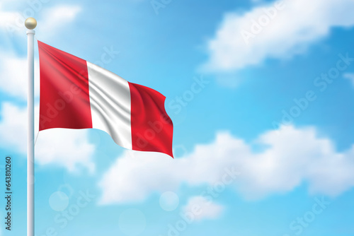 Free Download Waving flag of Peru on sky background. Template for independence - GFXLoad
