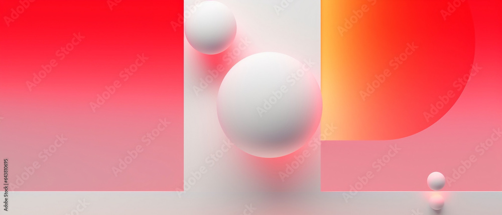 Naklejka premium Futurystyczne gradientowe tło 3d - render. Geometryczne kształty z gradientem i czerwonym światłem pod baner