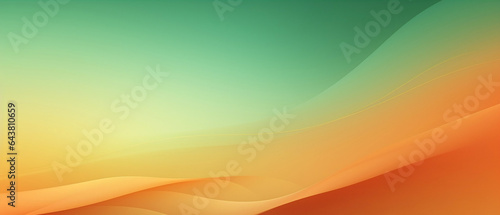 Abstrakcyjne gradientowe tło - fale w kolorze zielonym i pomarańczowym. Tekstura na baner. 
