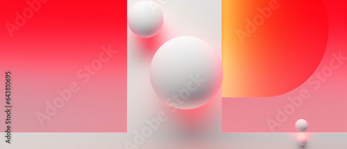 Futurystyczne gradientowe tło 3d - render. Geometryczne kształty z gradientem i czerwonym światłem pod baner