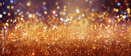 Złote brokatowe tło - Sylwester, Nowy rok, karnawał. Błyszczące luksusowe drobinki photo