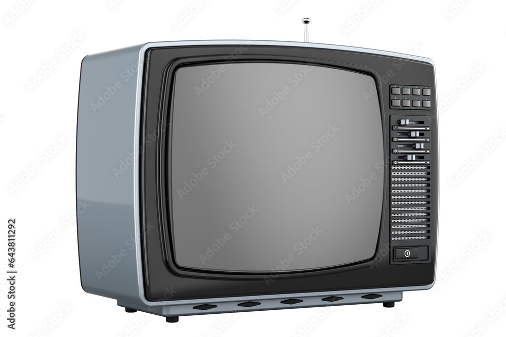 Retro TV set, television set. 3D rendering isolated on transparent background Retro TV set, television set. 3D rendering isolated on transparent background