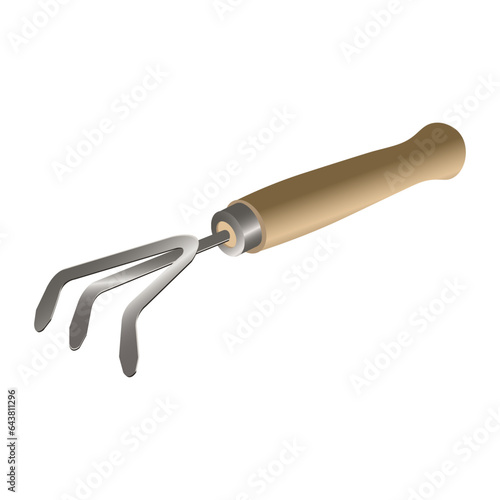 Garden rake cultivator isolated on white.