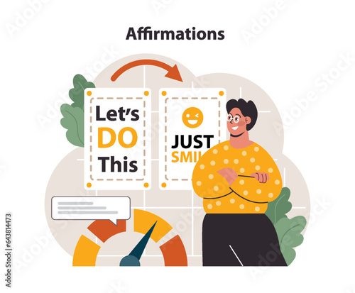 Positive affirmation. Personal growth. Optimistic mindset, self acceptance