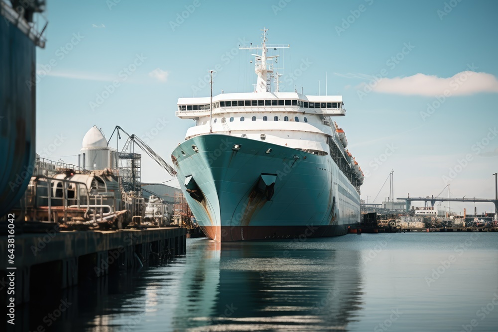 Ship Docked at a Harbor - AI Generated