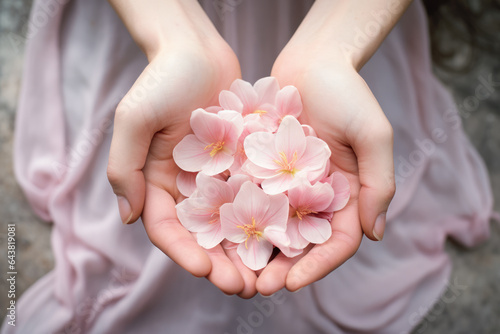 Person holding bunch of pink flowers. Suitable for various occasions and events.