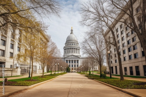 State capitol building in Madison, WI, USA. Generative AI