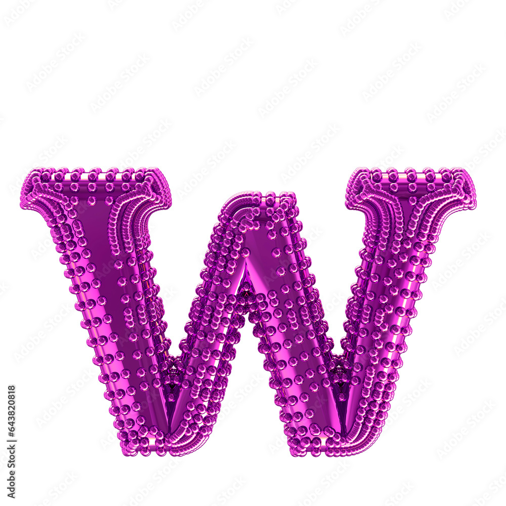 Small spheres on the purple symbol. letter w Small spheres on the purple symbol. letter w