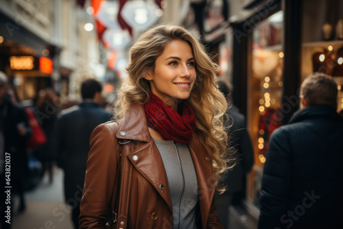 Wallpaper Mural High Street Fashion. People shopping and exploring boutiques in a trendy shopping district, showcasing contemporary fashion choices. Generative Ai. Torontodigital.ca