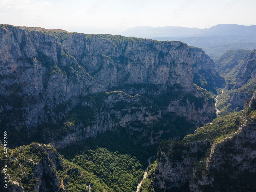 Aerial view of Vikos gorge, Zagori, Epirus, Greece