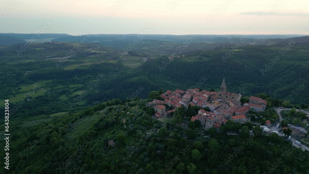 Aerial view of the old town of Groznjan, in Istria, Croatia. Aerial view of the old town of Groznjan, in Istria, Croatia.