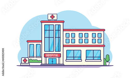 Illustration vector graphic design of Hospital, department office government with cartoon style or flat design style and children friendly, good for web design, children books, cartoon, etc.