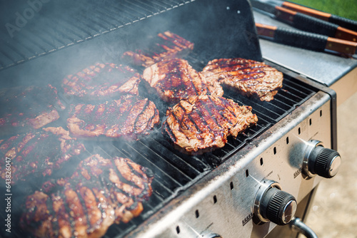 Grilled Steaks Ready on the Grill