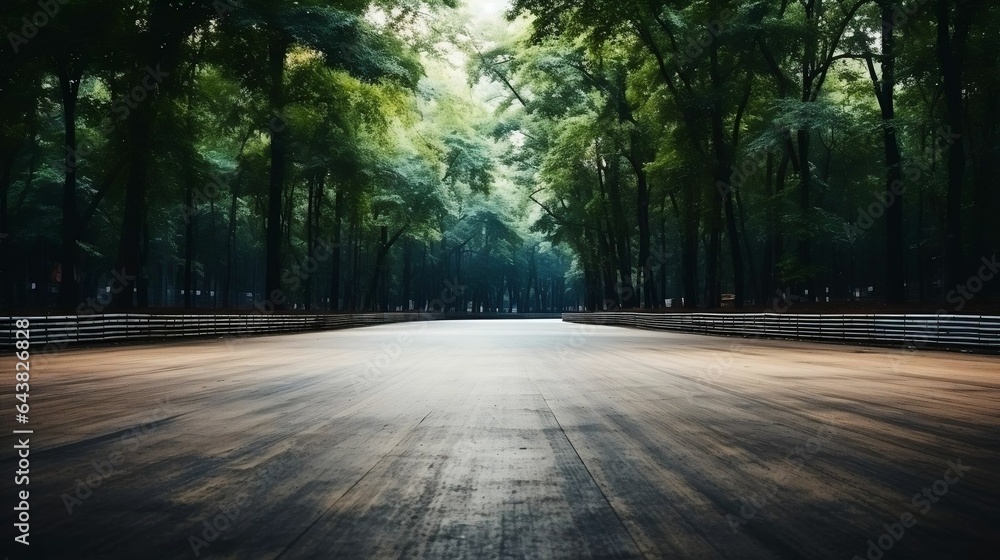 Fototapeta premium background Forest sceEmpty race track with clear space