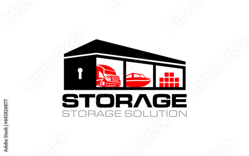 Illustration vector graphic of self storage solution company logo design template