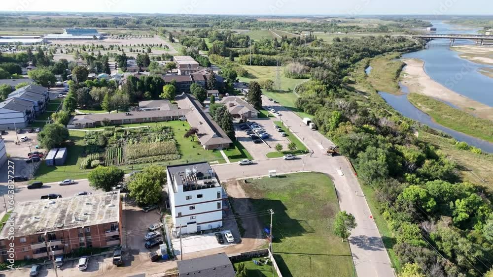 Take a captivating aerial tour of Exhibition, one of Saskatoon’s most storied neighborhoods. This drone video captures the area’s charming homes, historic sites, and the adjacent River. Take a captivating aerial tour of Exhibition, one of Saskatoon’s most storied neighborhoods. This drone video captures the area’s charming homes, historic sites, and the adjacent River.