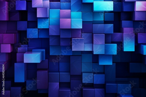 Blue and purple blocks form an abstract background. Generative AI