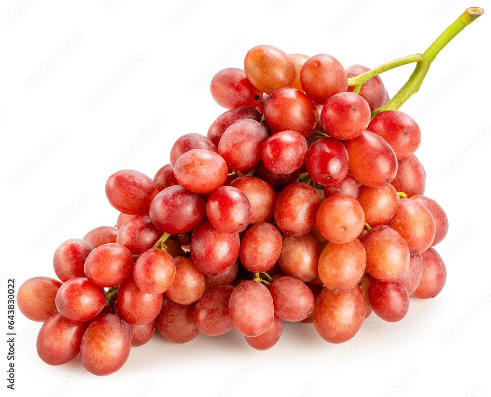 Bunch of red juicy grapes isolated on white, Red grape isolated on white With clipping path.