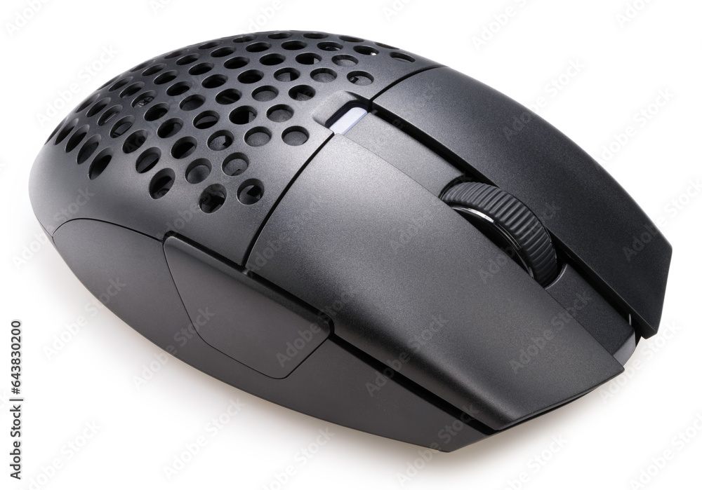 Black Wireless Computer Mouse isolated on white background, Wireless computer mouse on white With work path. Black Wireless Computer Mouse isolated on white background, Wireless computer mouse on white With work path.