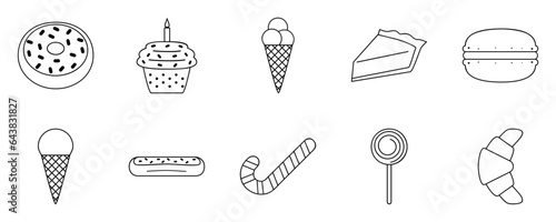 Sweets & Desserts Line Art SVG Icons Set