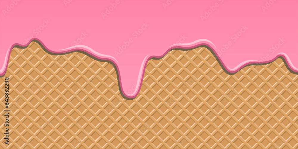 Seamless background pattern texture wafer waffle. Ice cream cone vector ...