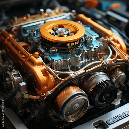 closeup of a car engine,hyper realistic