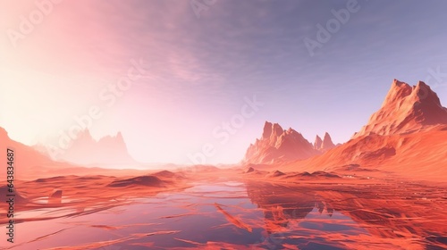 Vertical panorama vertorama of a bright hot desert. photo