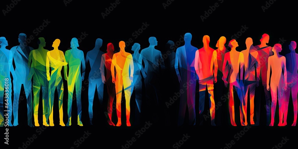 colorful human figures in blue and white for silhouette background Generative AI - obrazy, fototapety, plakaty 