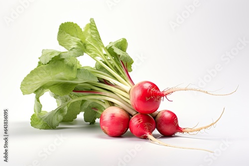 A bunch of radish leaves on a white background, isolated